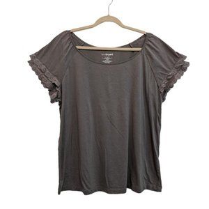 Lane Bryant Relaxed Fit Grey Womens Shirt Layered Sleeves 18/20W